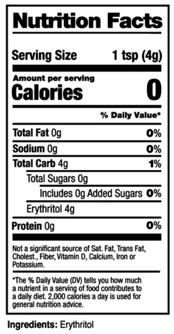 Nutrition Facts Sweet Best 250g
