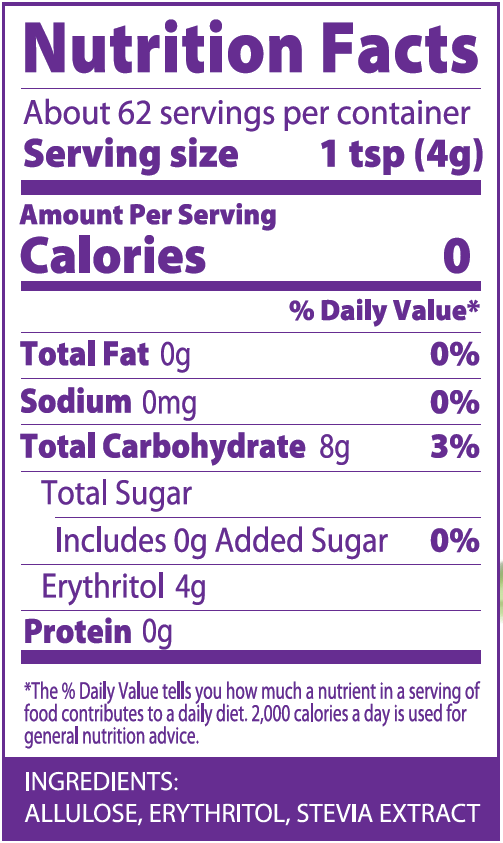 Sweet Best Stevia Erythritol Allulose Blend Nutrition Facts - Stevia Philippines