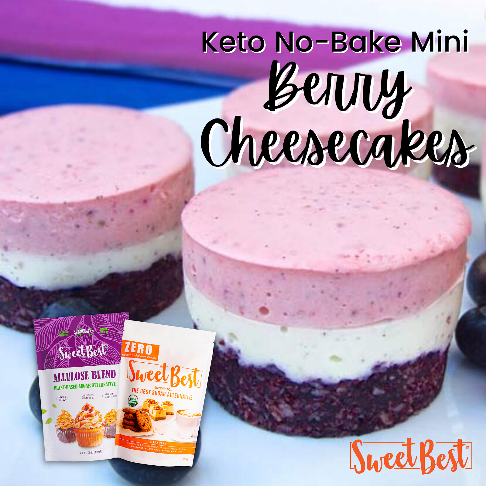 Keto No Bake Mini Berry Cheesecake